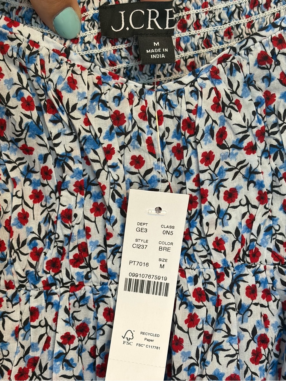 NWT J. Crew Cotton Voile Empire Waist Midi Dress in Poppy Print - Picture 8 of 11